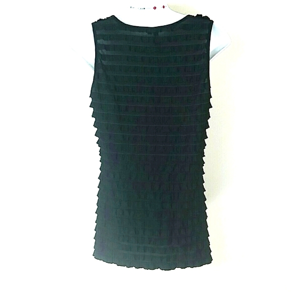 *Susan Lawrence tank Top shell tunic ruffled Tiers black Scoop Neck Thick Straps - Picture 3 of 3